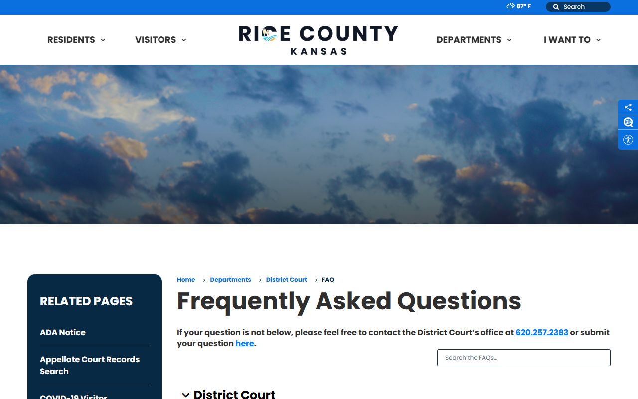 Rice County Clerk of the District Court District Court FAQ