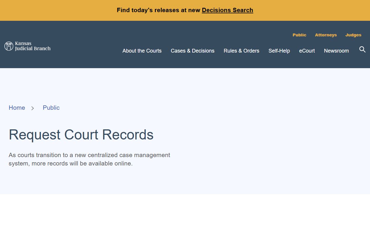 Rice County Clerk of the District Court Kansas court records request page