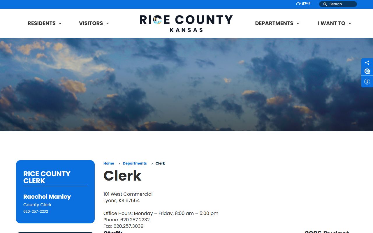 Rice County Clerk of the District Court county clerk FOI page