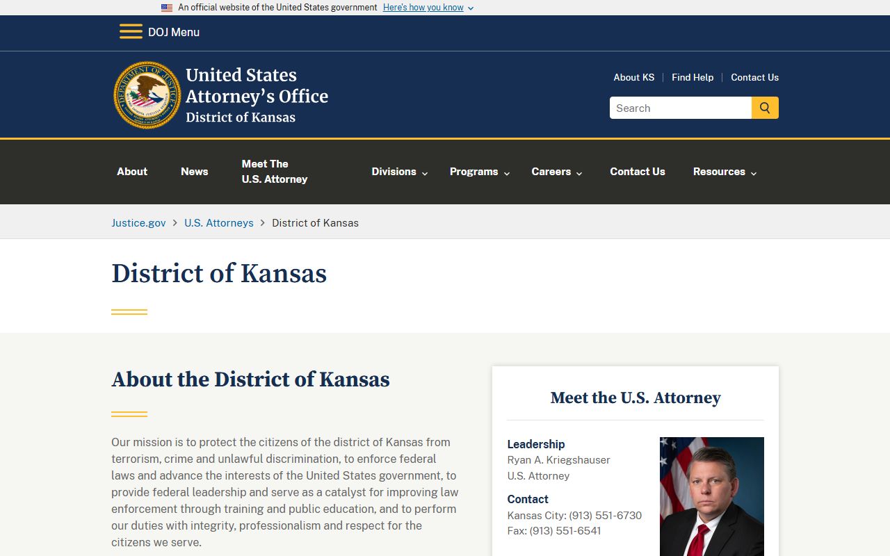 Rice County court dockets U.S. Attorney for Kansas source