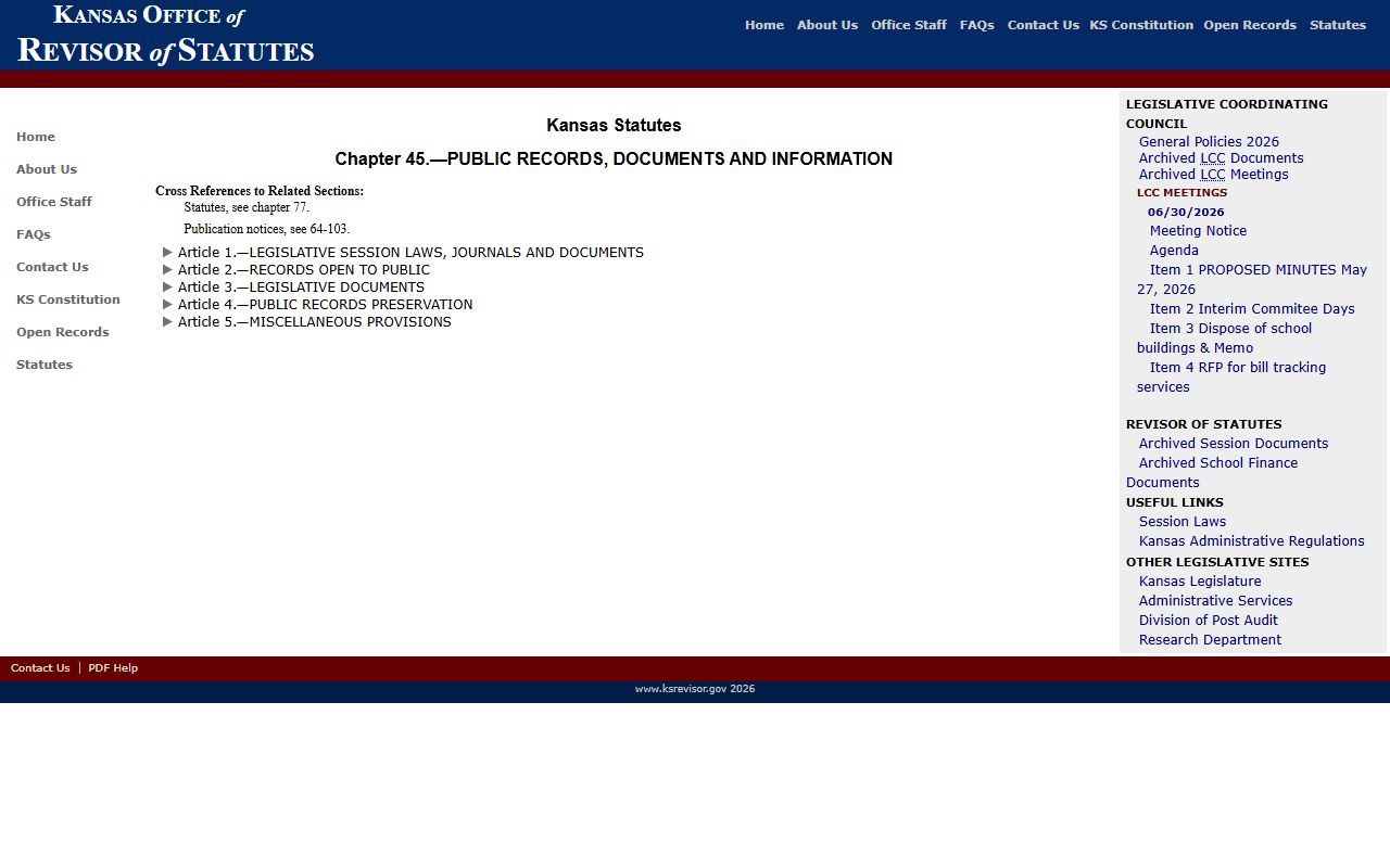 Rice County court records Kansas public records chapter index