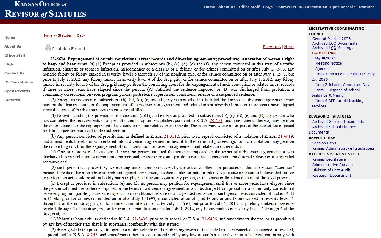 Rice County criminal court records Kansas expungement statute source