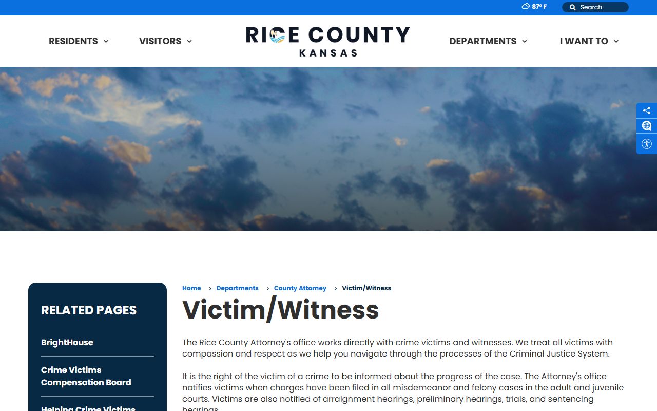 Rice County criminal court records victim witness notification source