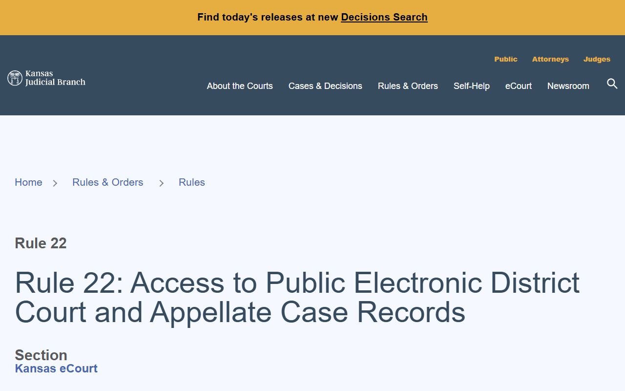 Rice County court records Kansas Supreme Court Rule 22
