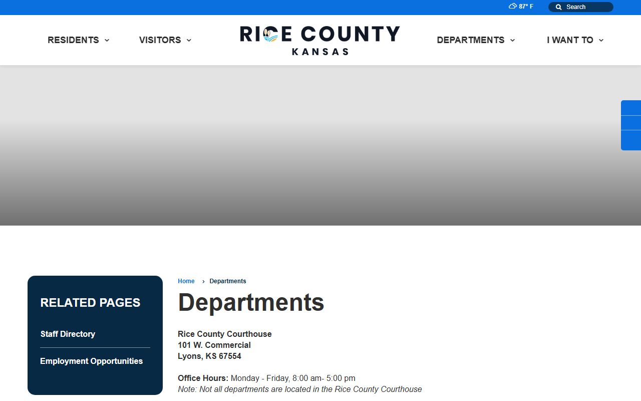 Rice County court records county departments page