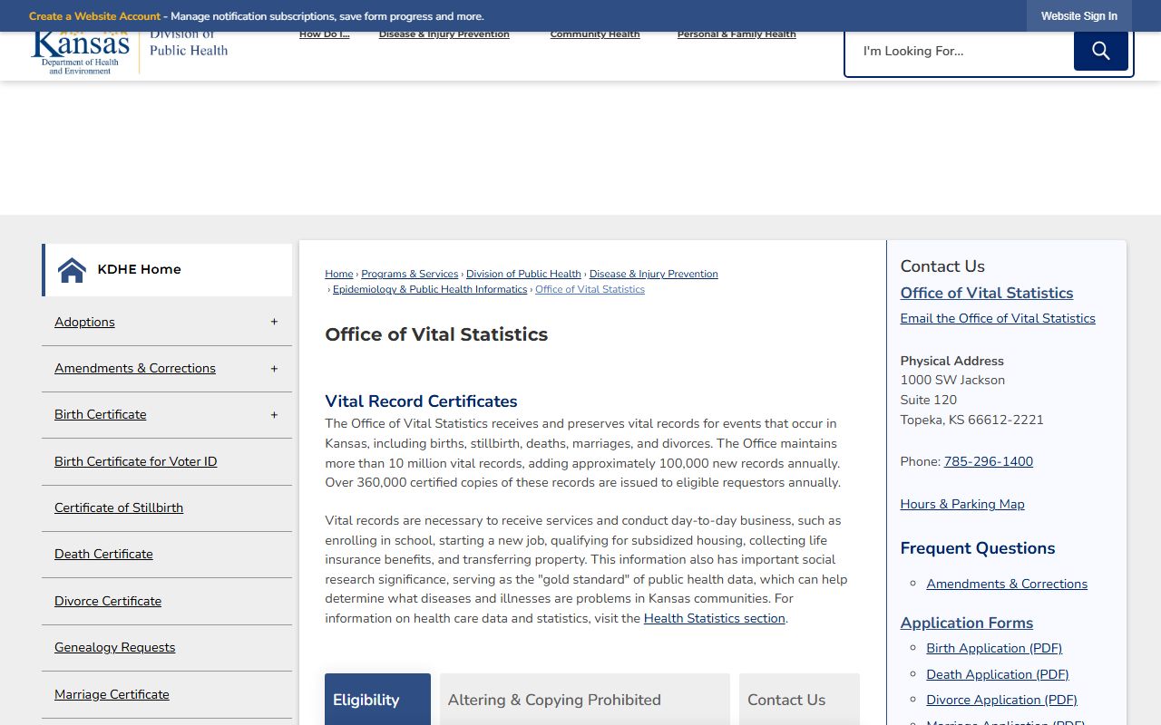 Rice County marriage and divorce records Kansas Office of Vital Statistics