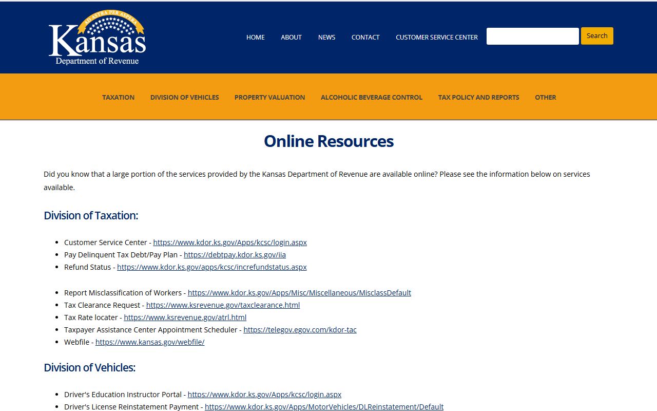Rice County traffic court records Kansas Department of Revenue online services
