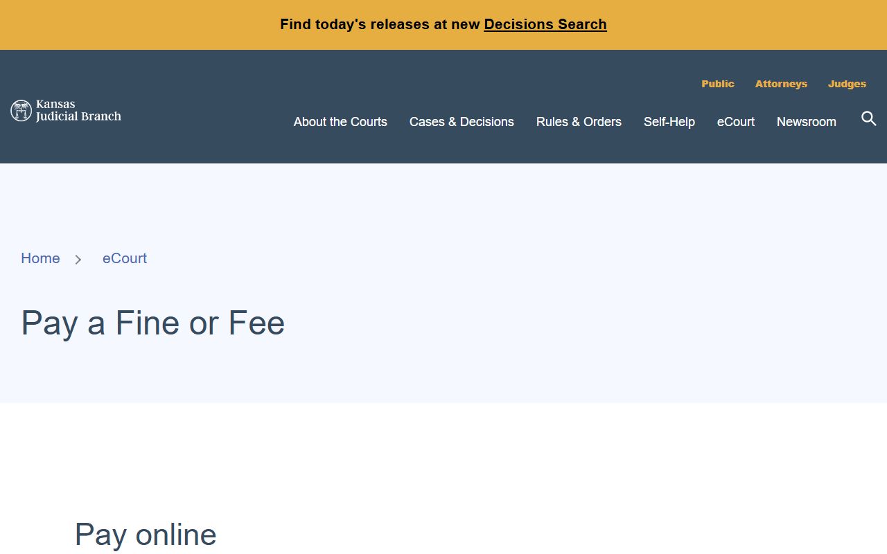 Rice County traffic court records Pay Kansas Courts portal
