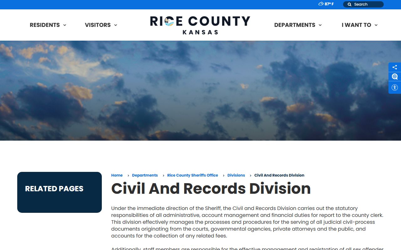Rice County warrant records Sheriff Civil and Records Division